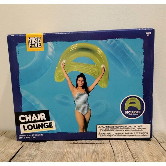 High Five Inflatable Lounge Chair Green Pool Float Swim Toys Floating Lake Beach - Picture 12 of 12